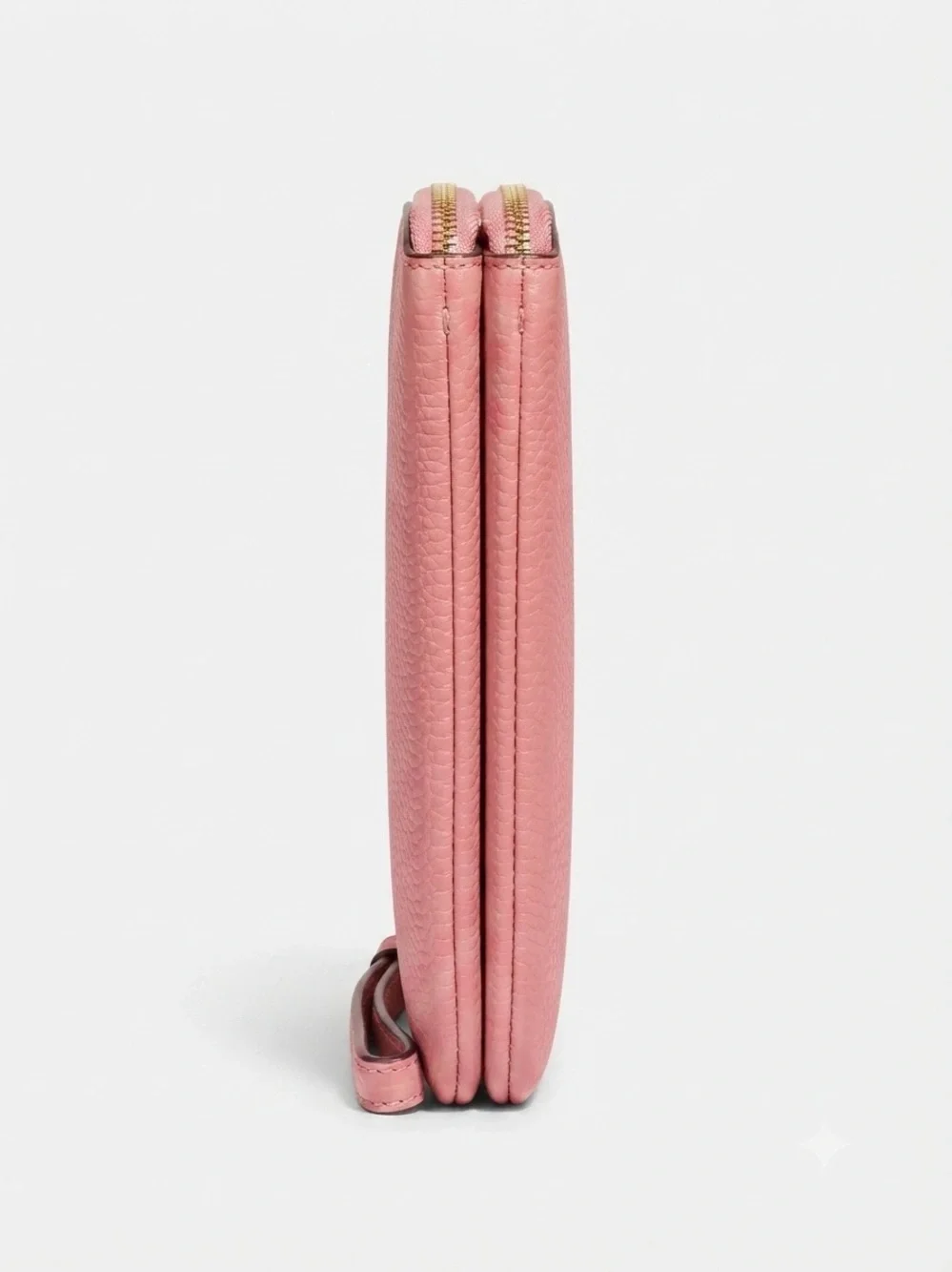 Coach Pink Pebbled Leather Wristlet with Gold Logo